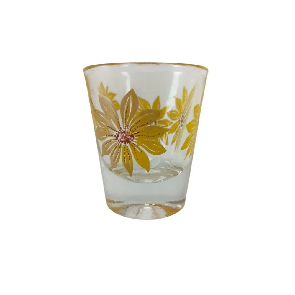 Daisy Pattern Shot Glass MCM Vintage